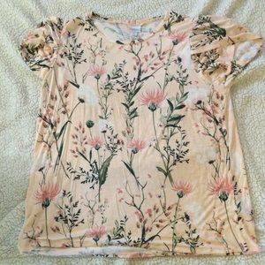 LulaRoe pink floral olive shirt